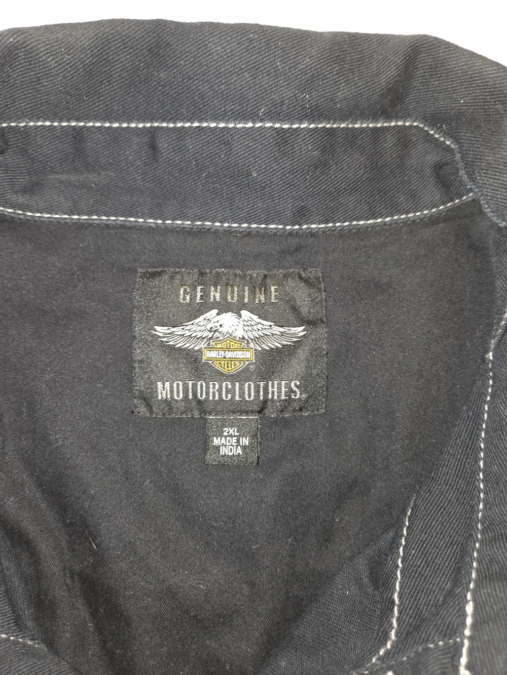 Harley-Davidson Black Denim Sleeveless Vest with White Stitching